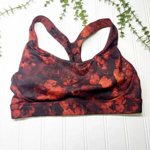 Athleta Red Floral Lightly Padded Sports Bra Women's Size Small